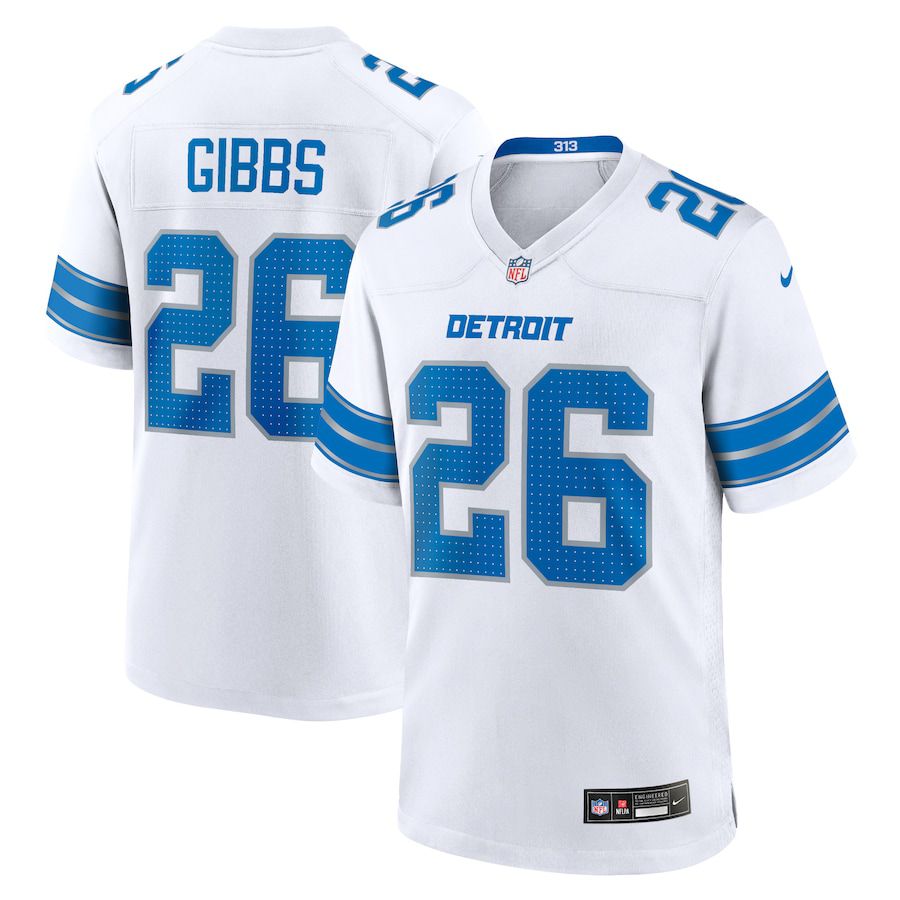 Men Detroit Lions #26 Jahmyr Gibbs Nike White Game NFL Jersey->detroit lions->NFL Jersey
